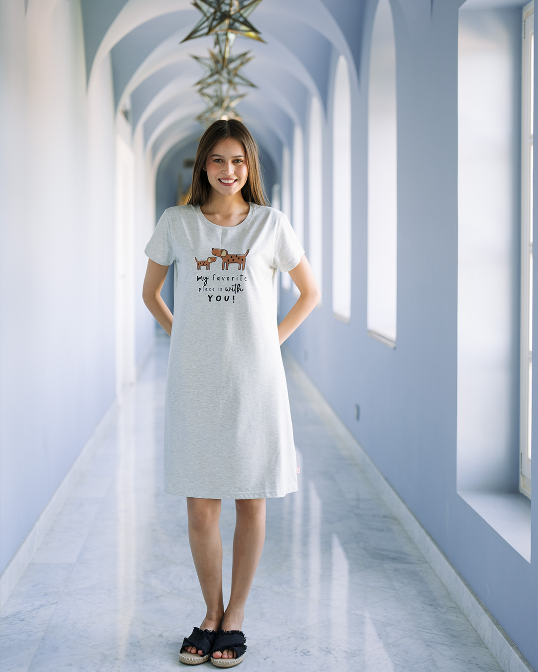 Cute Puppies قميص نوم حريمي نص كم