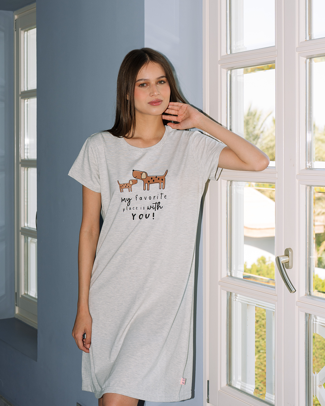 Cute Puppies قميص نوم حريمي نص كم