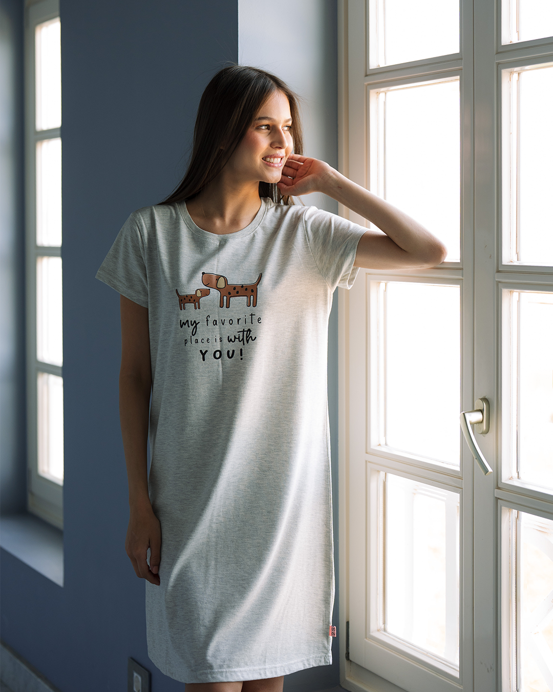 Cute Puppies قميص نوم حريمي نص كم