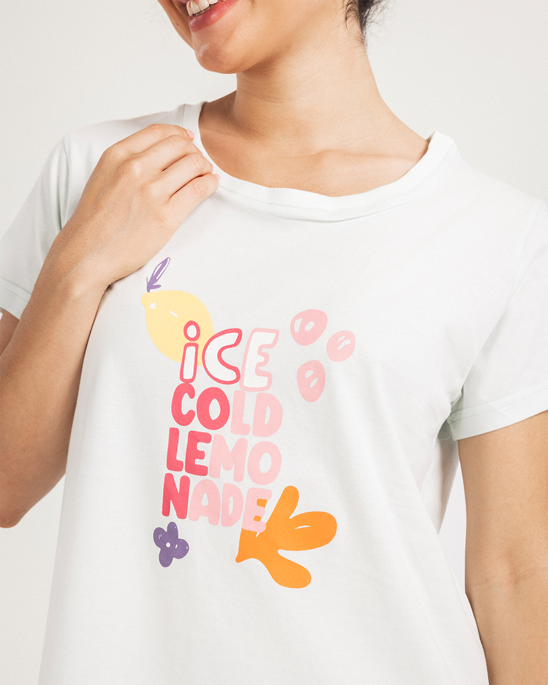 قميص نوم نص كم قطن ليمون بارد