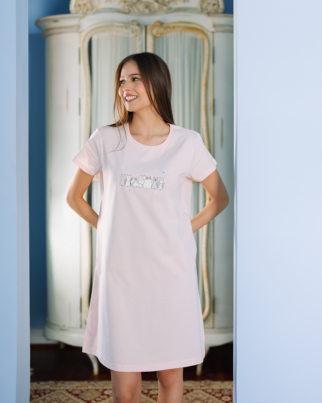 Sweet cats nightgown cotton