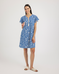 فستان ربع كم رافل قطن مودال اجواء البحر