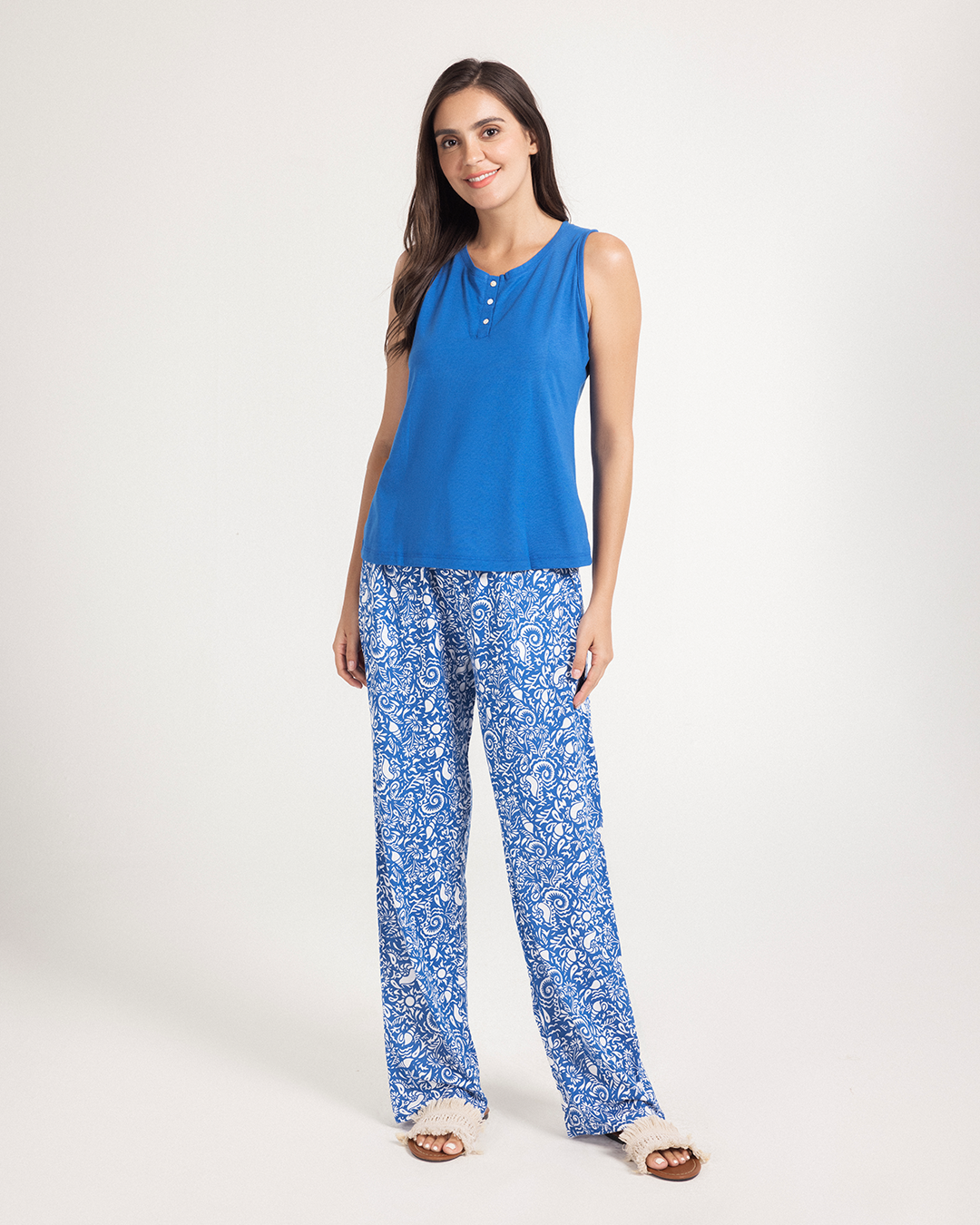 بيجاما كت و بنطلون قطن مودال اجواء البحر