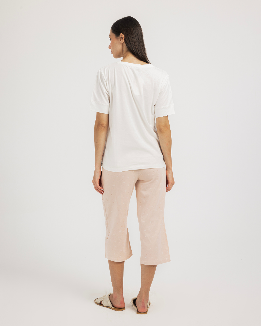 بيجاما  نص كم و بنتكور قطن جيرسى قلوب