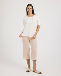 بيجاما  نص كم و بنتكور قطن جيرسى قلوب