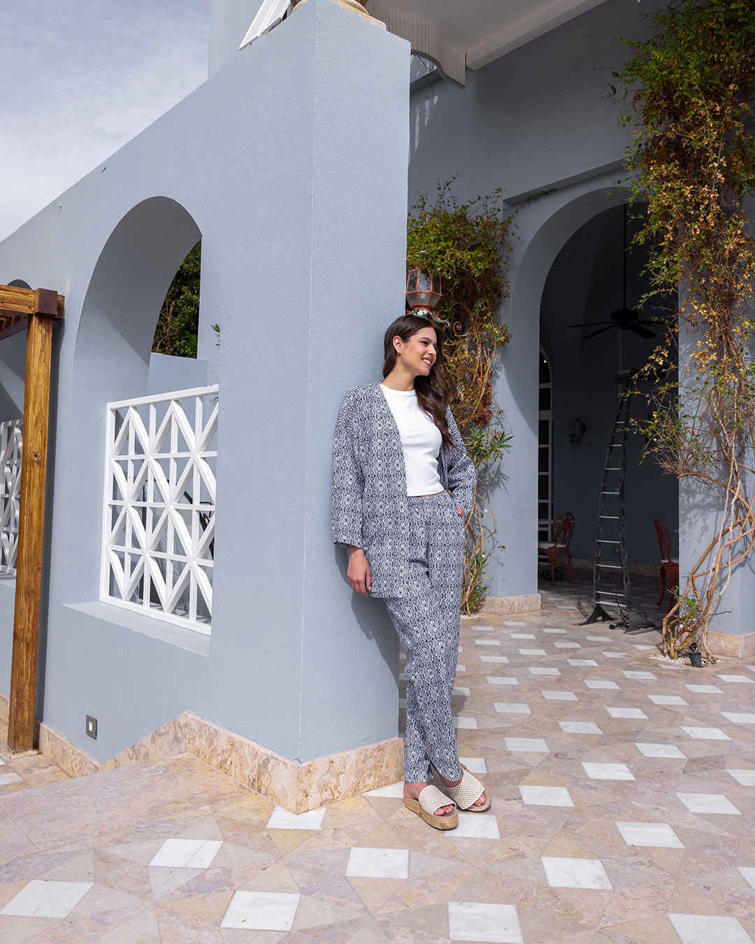 طقم كيمونو مفتوح كتان