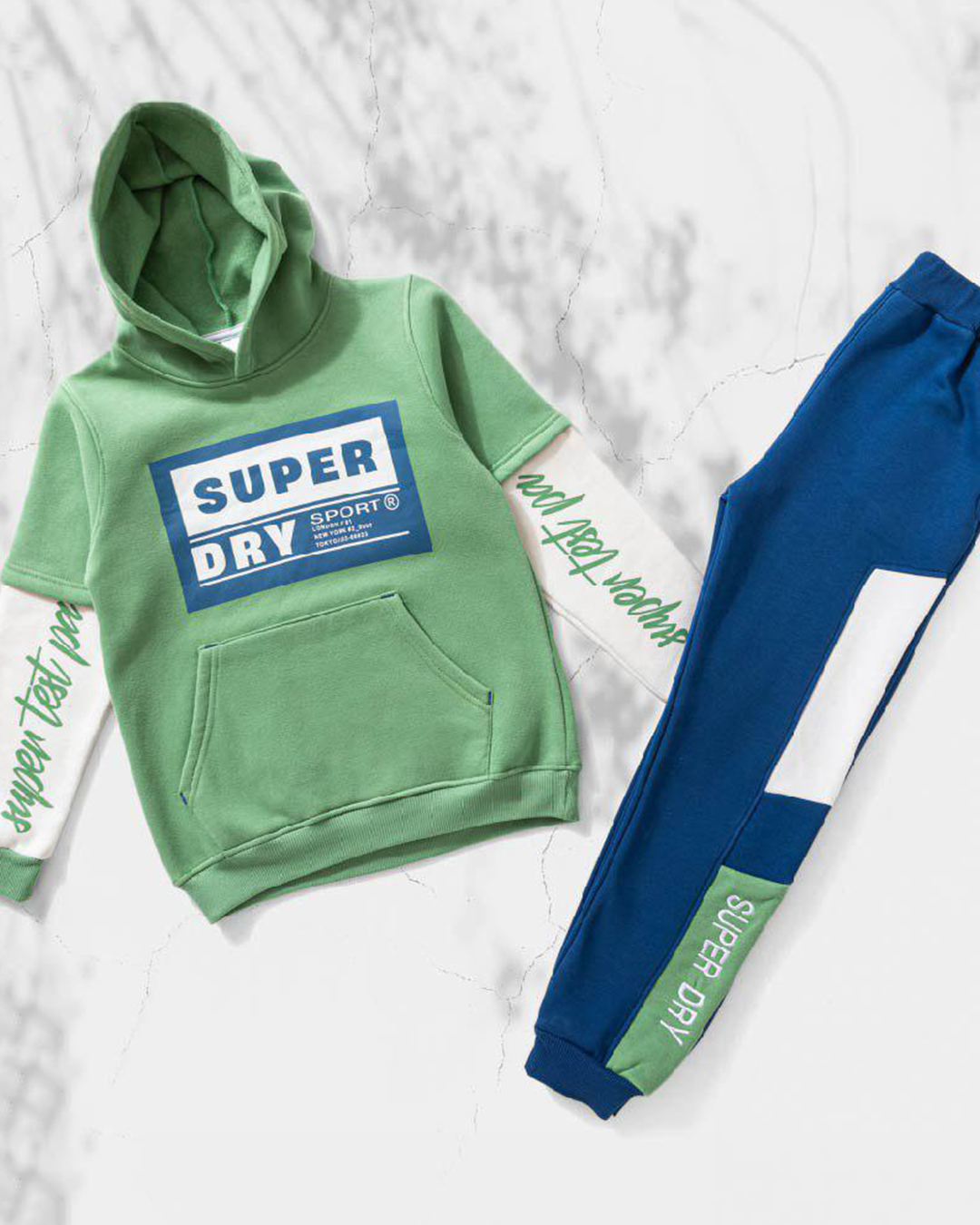 SUPER DRY Boys' Pajamas with Sleeves and Pants with Pouch