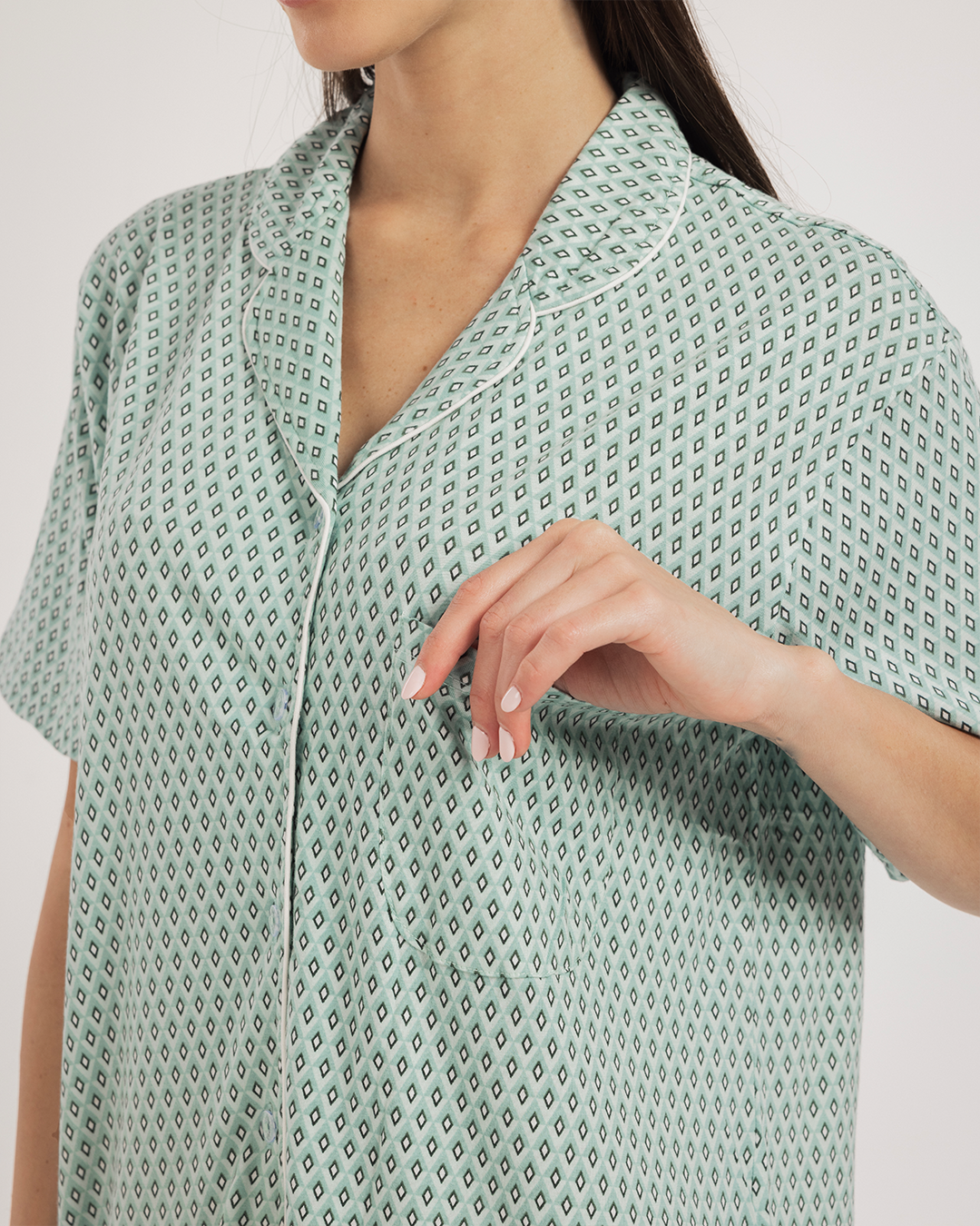 نايت شيرت بزراير قطن مودال