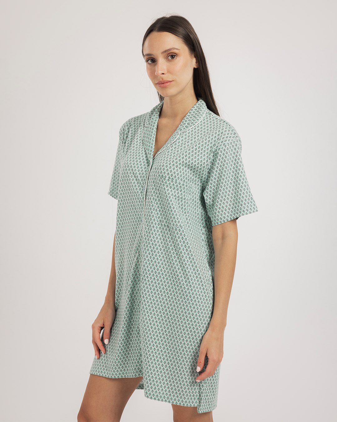 نايت شيرت بزراير قطن مودال