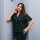 Green Leopard Women's Buttoned Pajamas