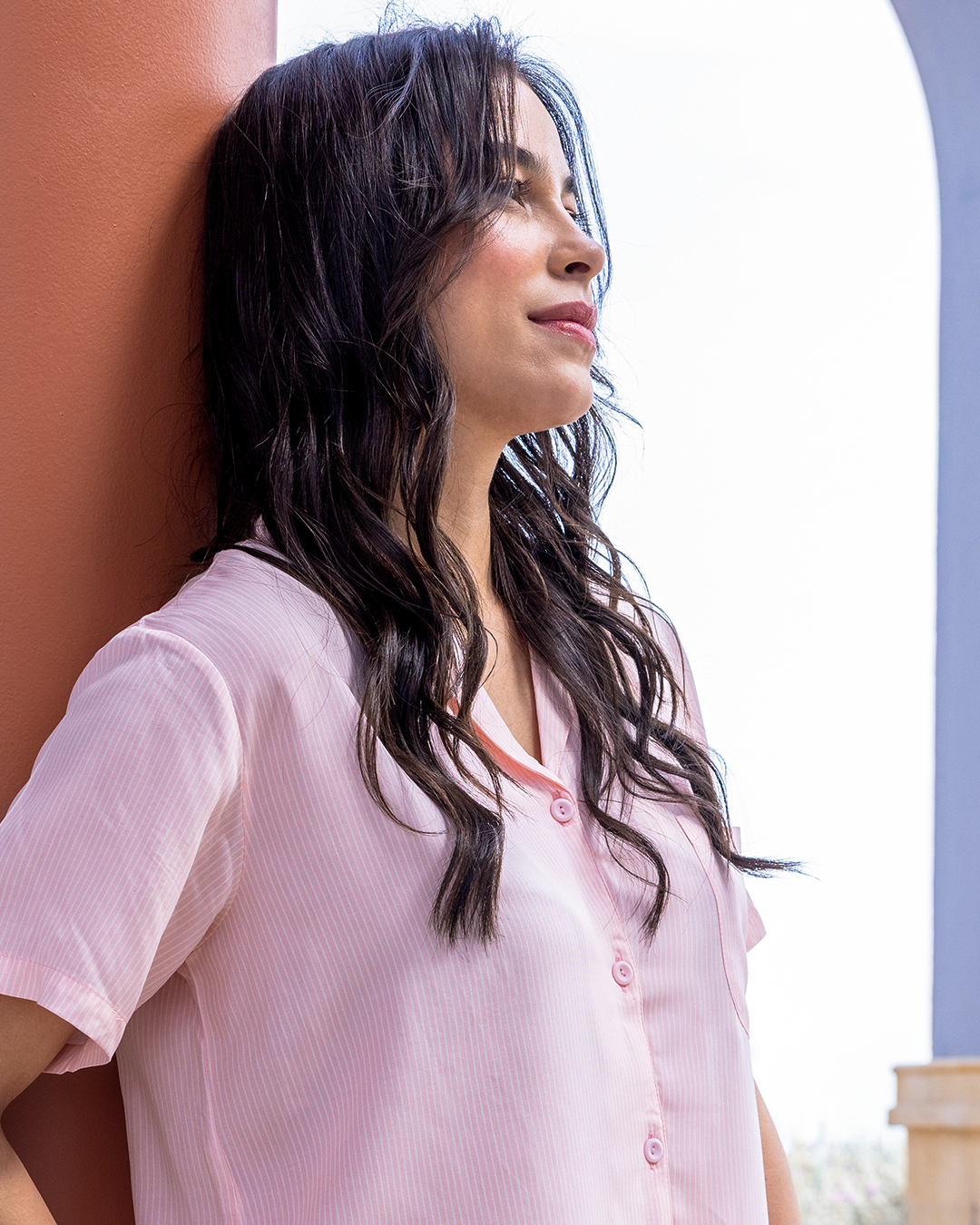 بيجاما كلاسيك بنطلون و زراير قطن فيسكوز مخطط