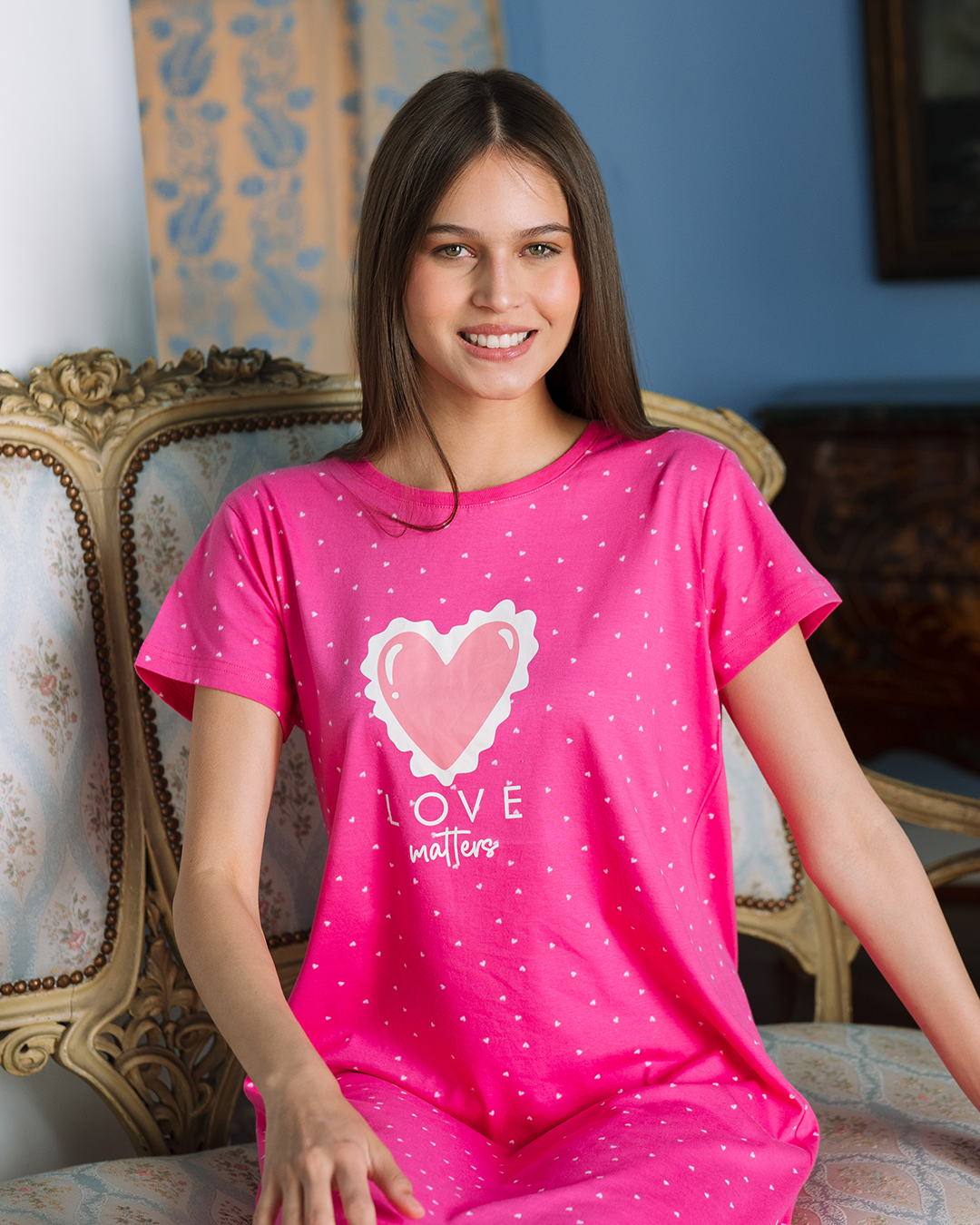 قميص نص كم قطن فوشيا