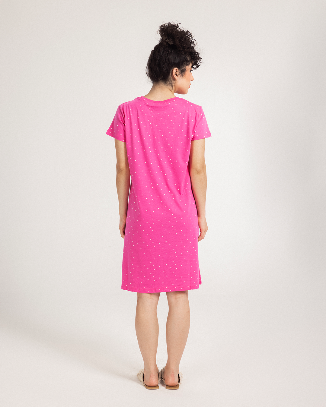 قميص نص كم قطن فوشيا