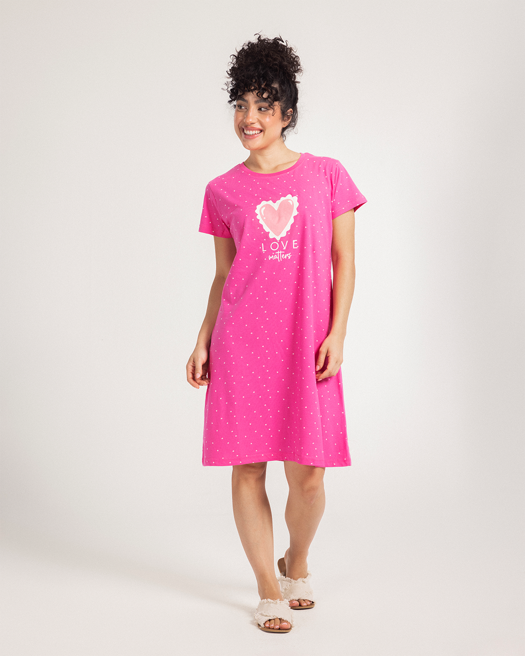 قميص نص كم قطن فوشيا