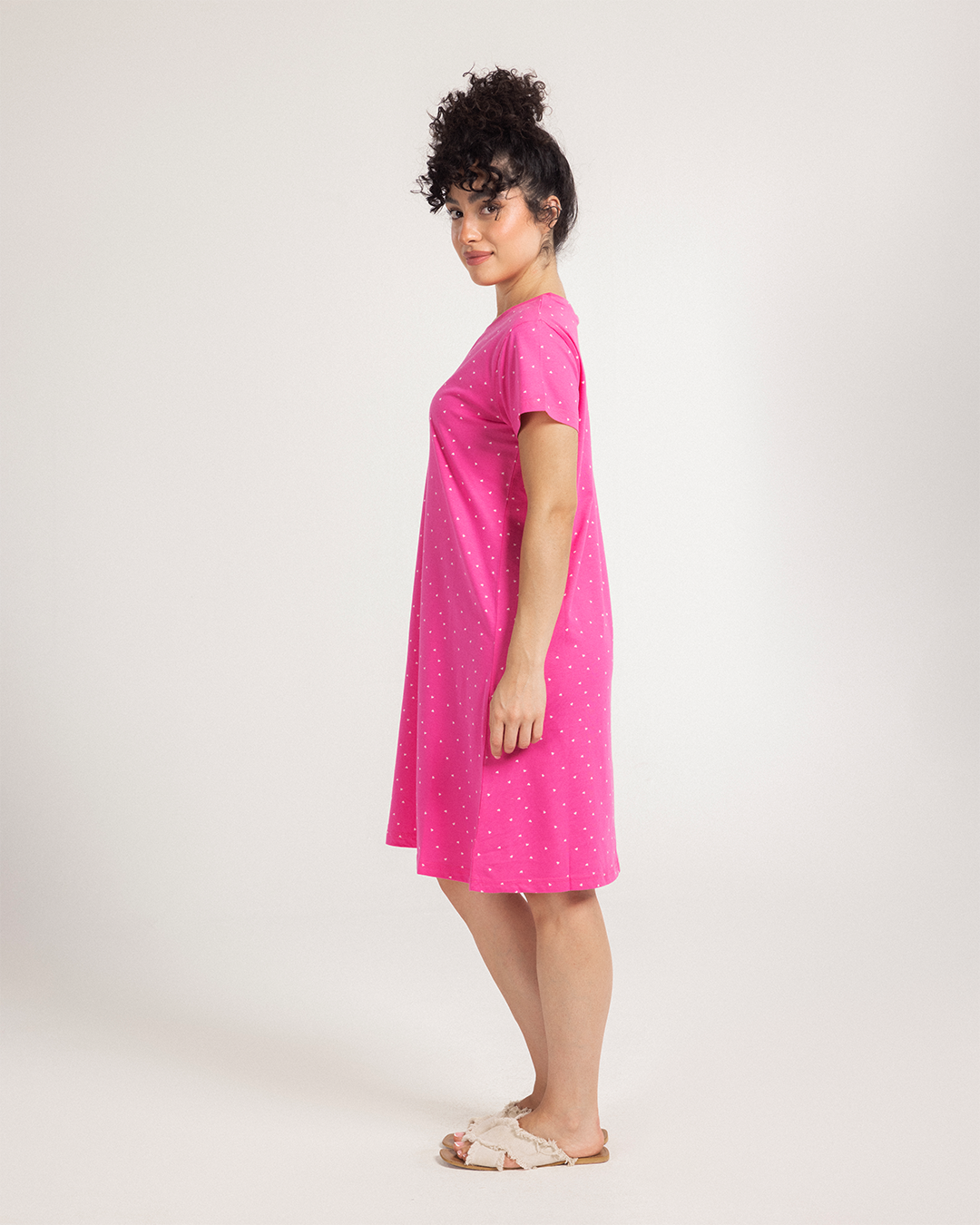 قميص نص كم قطن فوشيا