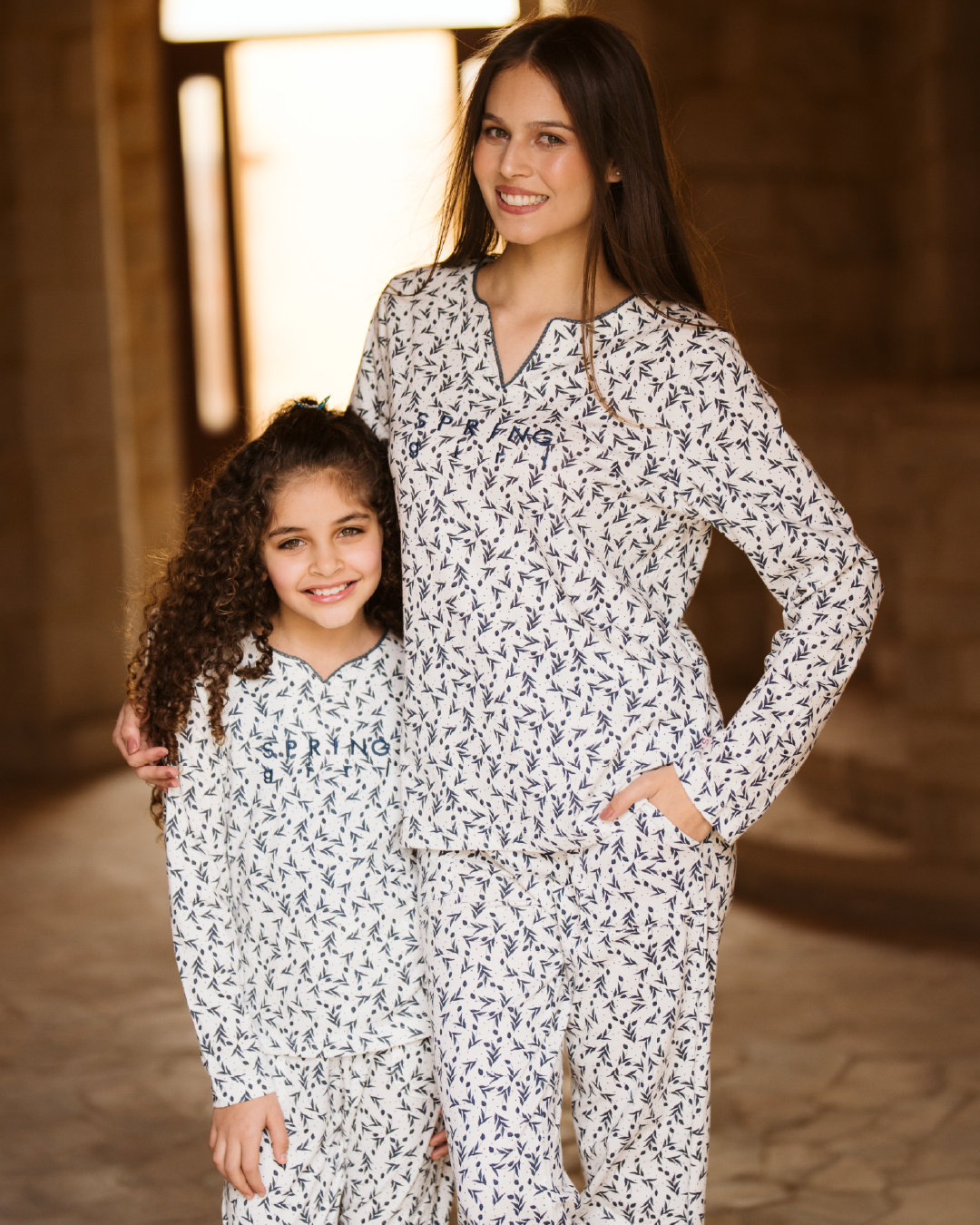 tiny roses بيجاما بناتي كُم طويل