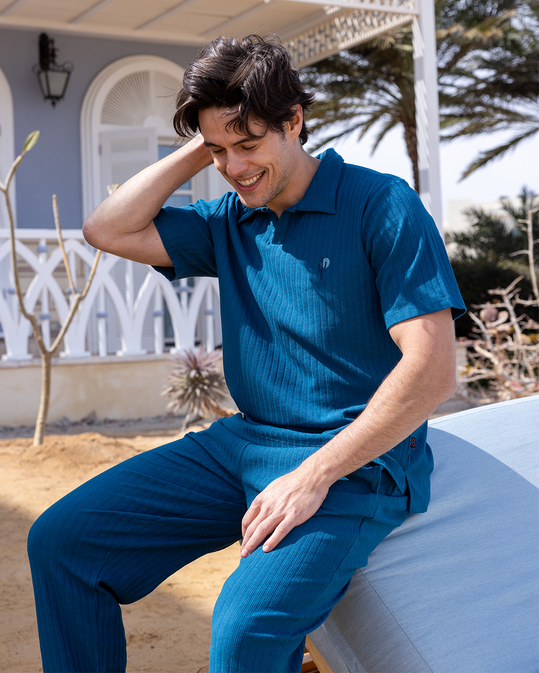 بيجاما نص كم و بنطلون جاكارد