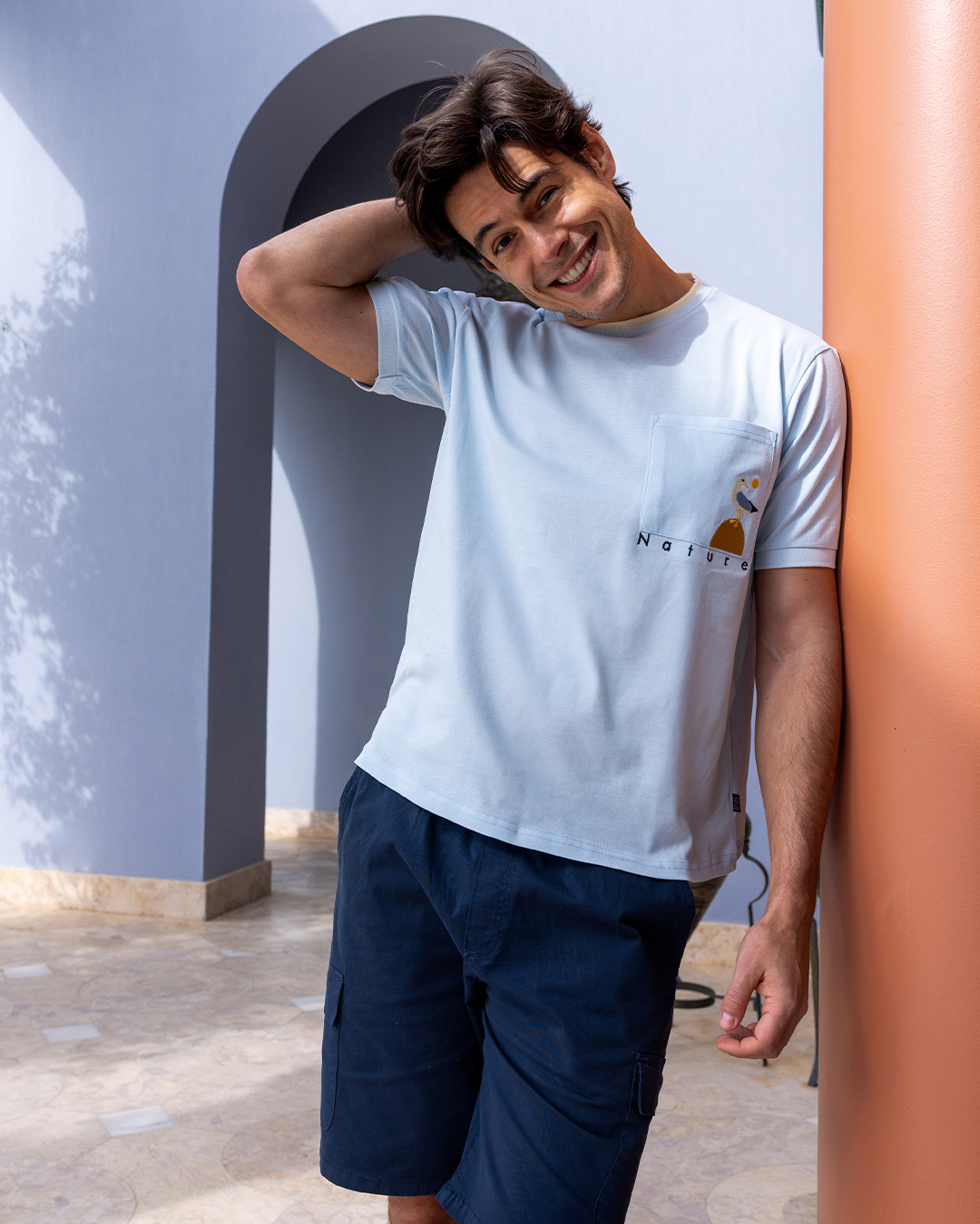 Jacquard Shorts & Piqué T-shirt Set