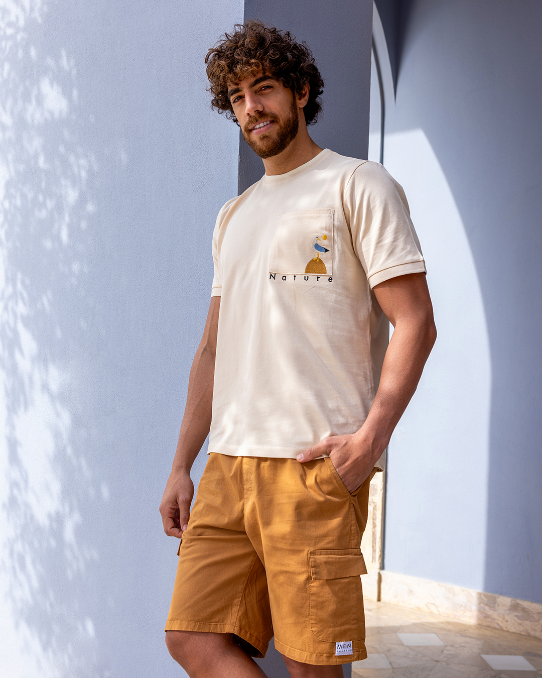Jacquard Shorts & Piqué T-shirt Set