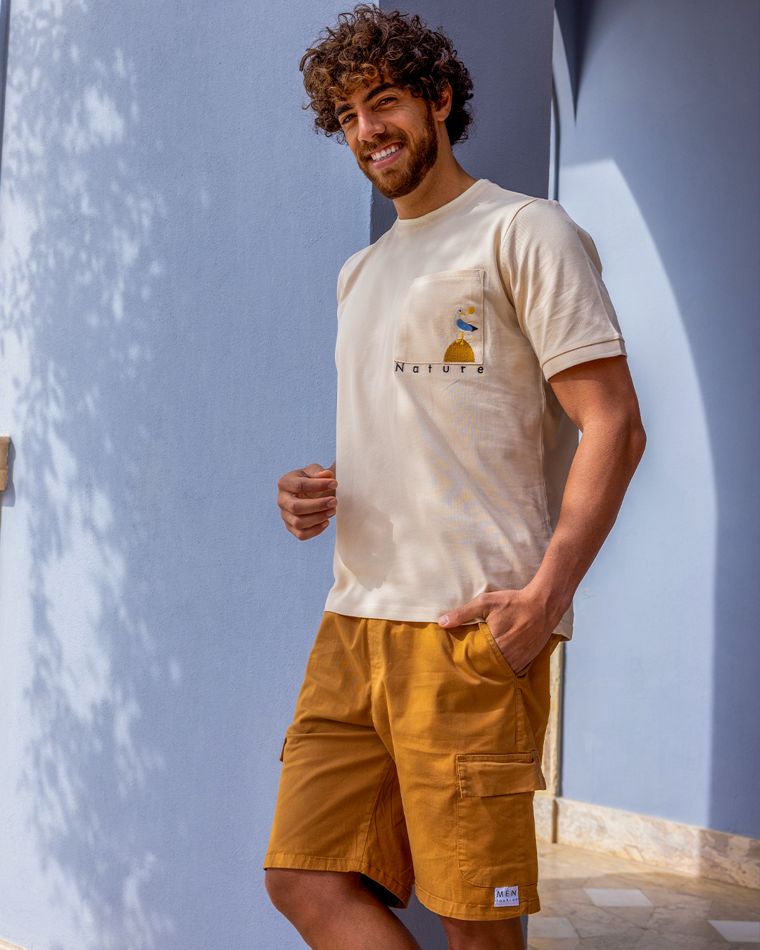 Jacquard Shorts & Piqué T-shirt Set