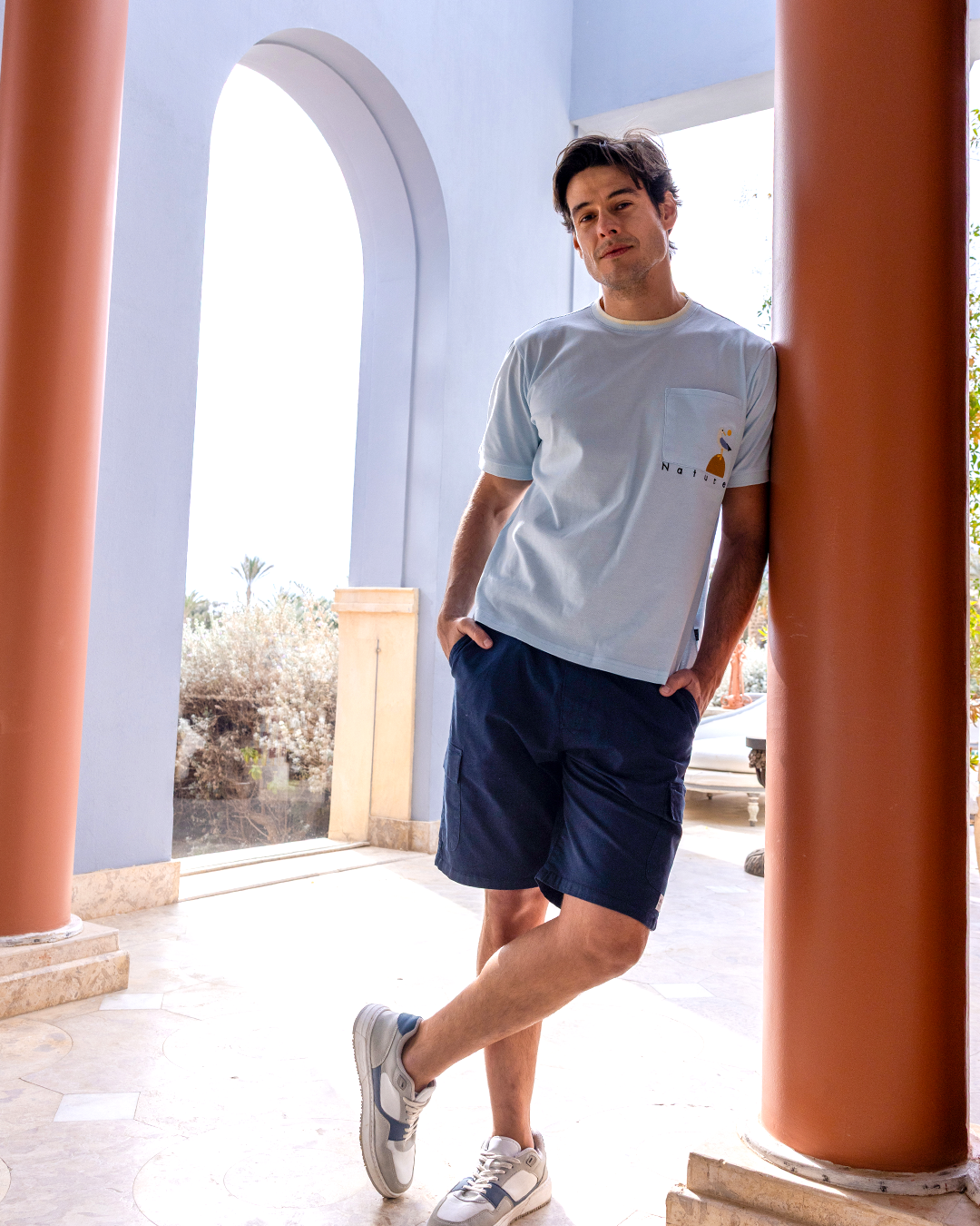 Jacquard Shorts & Piqué T-shirt Set