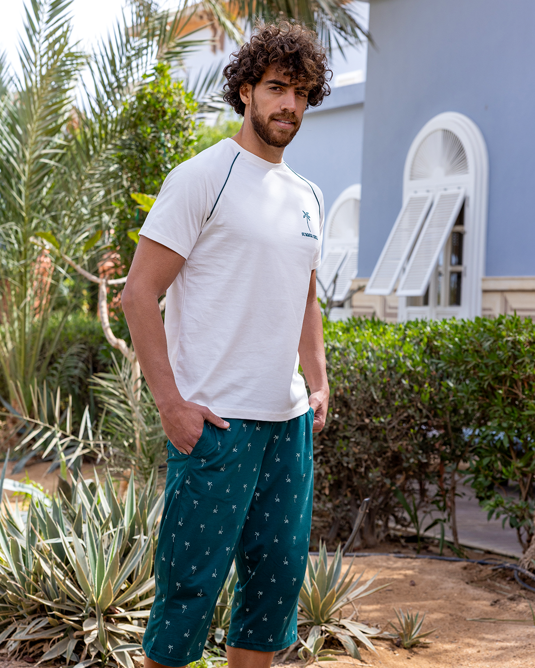 بيجاما بنتاكور قطن اشجار صغيره و توب نص كم