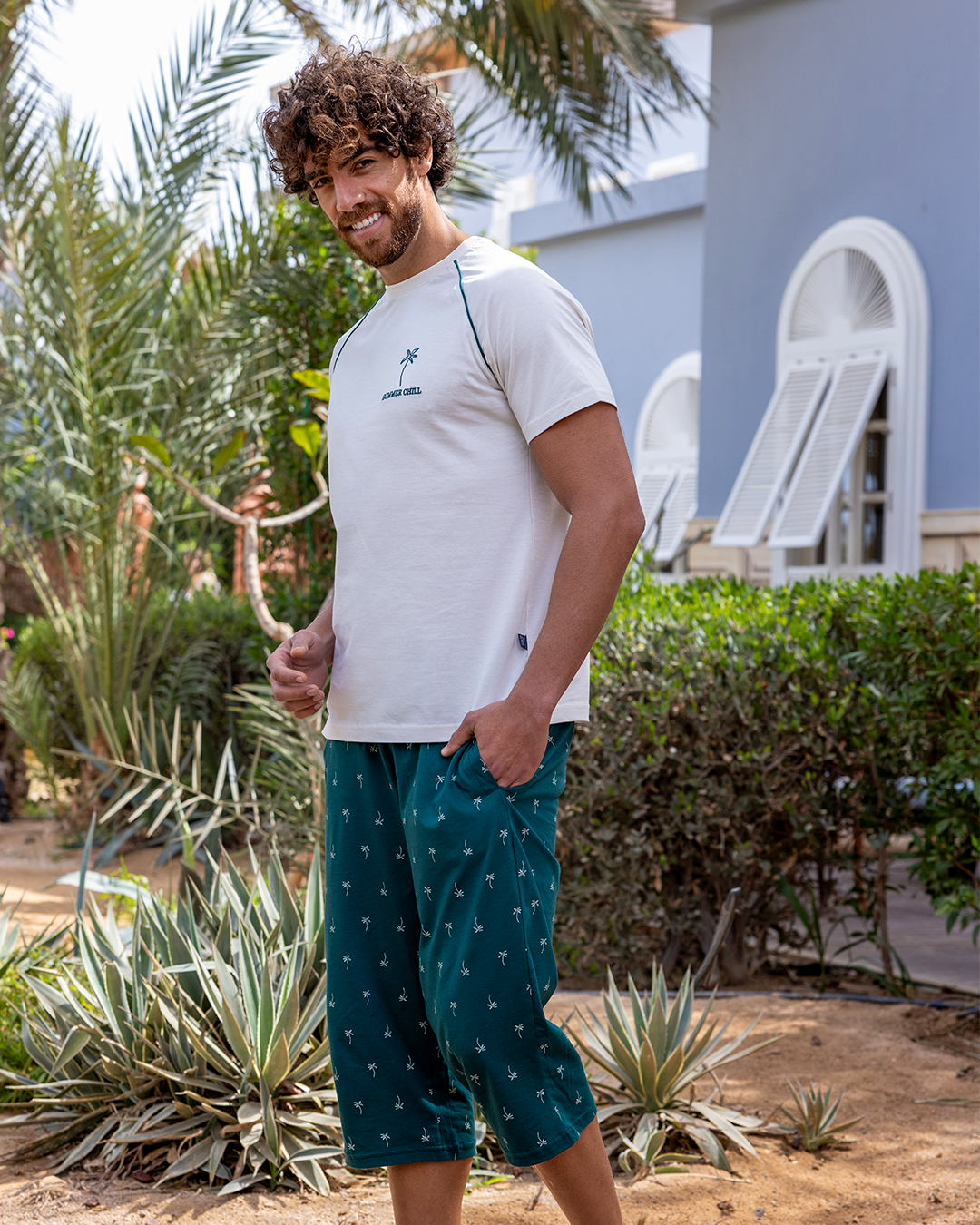 بيجاما بنتاكور قطن اشجار صغيره و توب نص كم