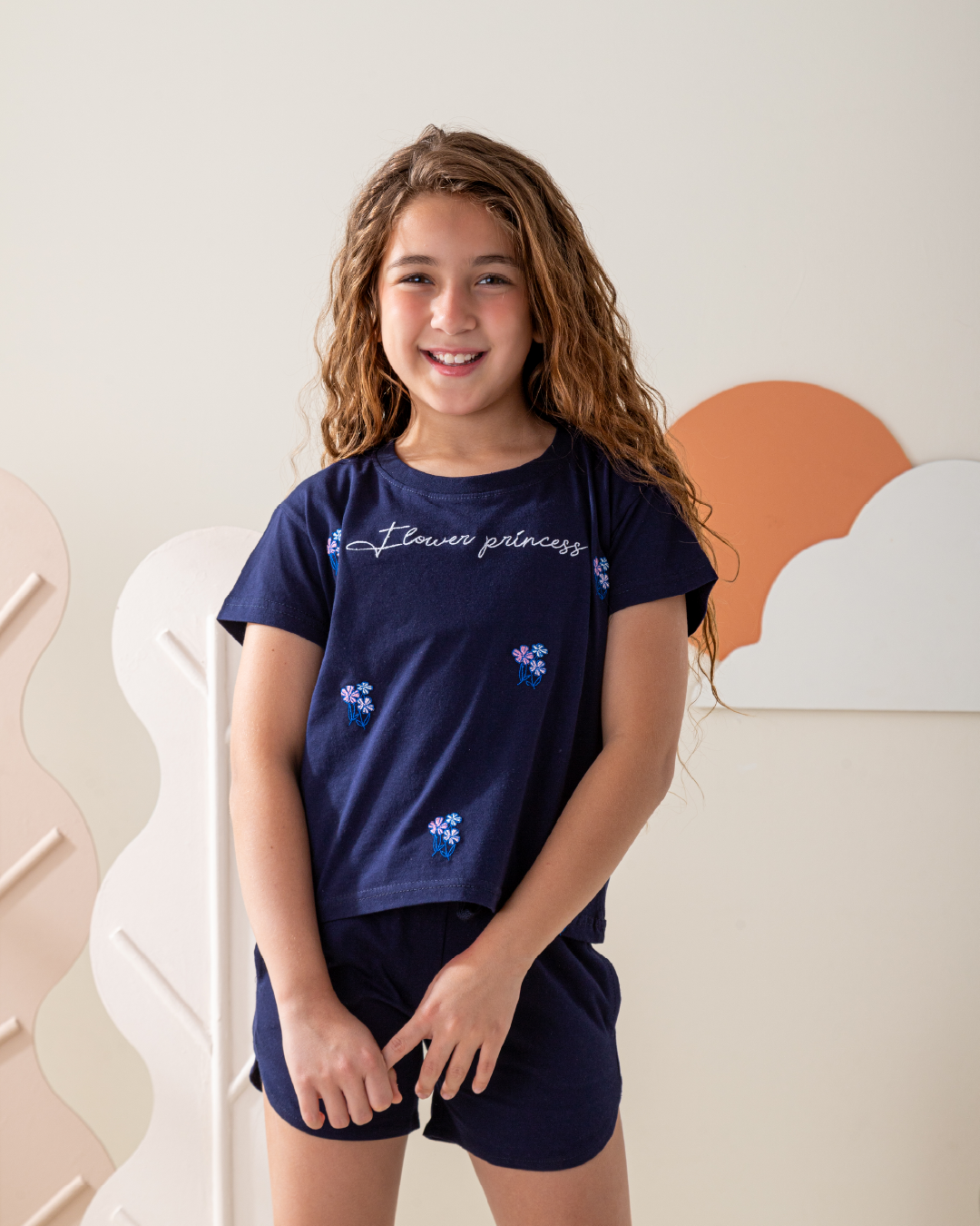 بيجاما نص كم و شورت قطن اميره الزهور