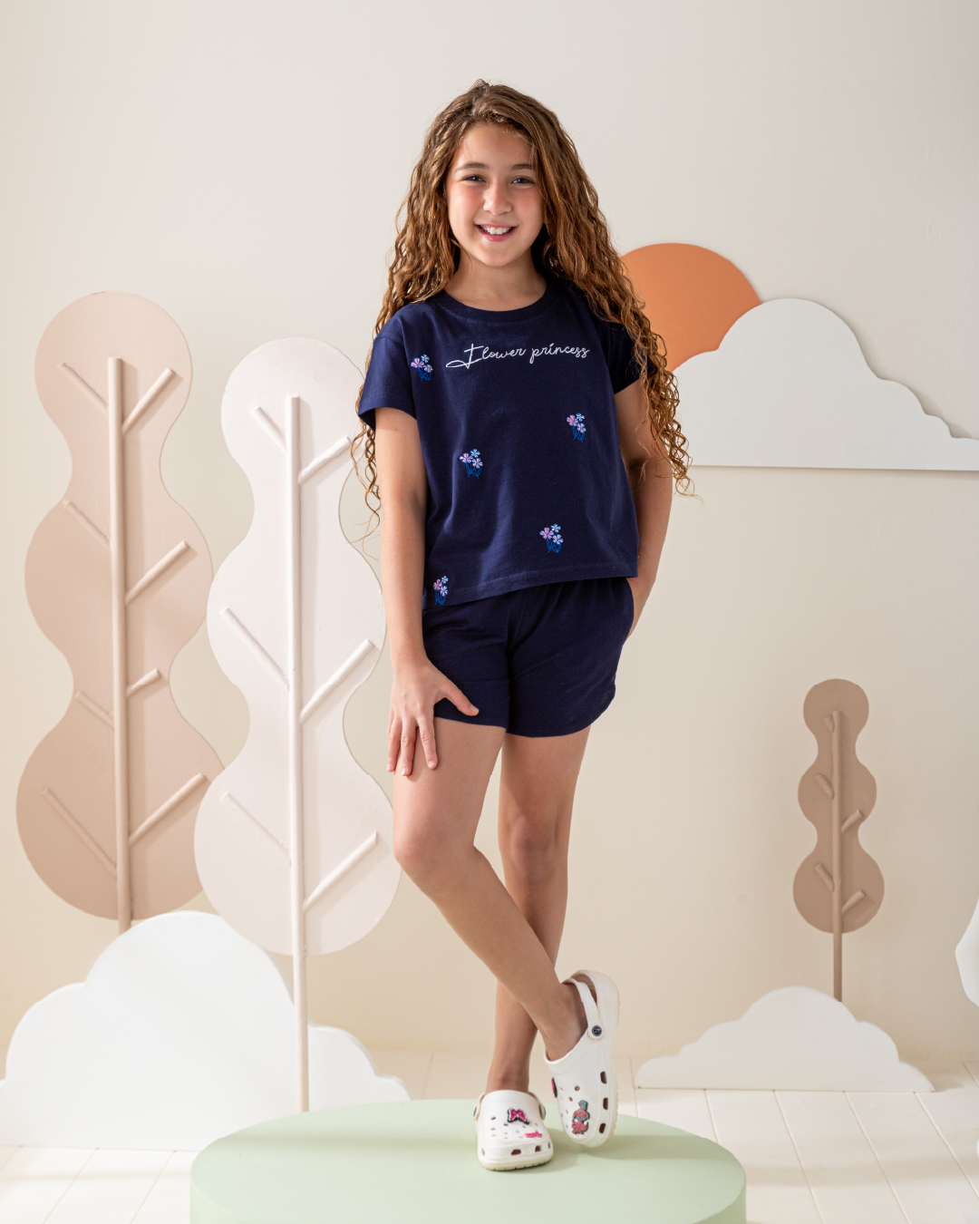 بيجاما نص كم و شورت قطن اميره الزهور