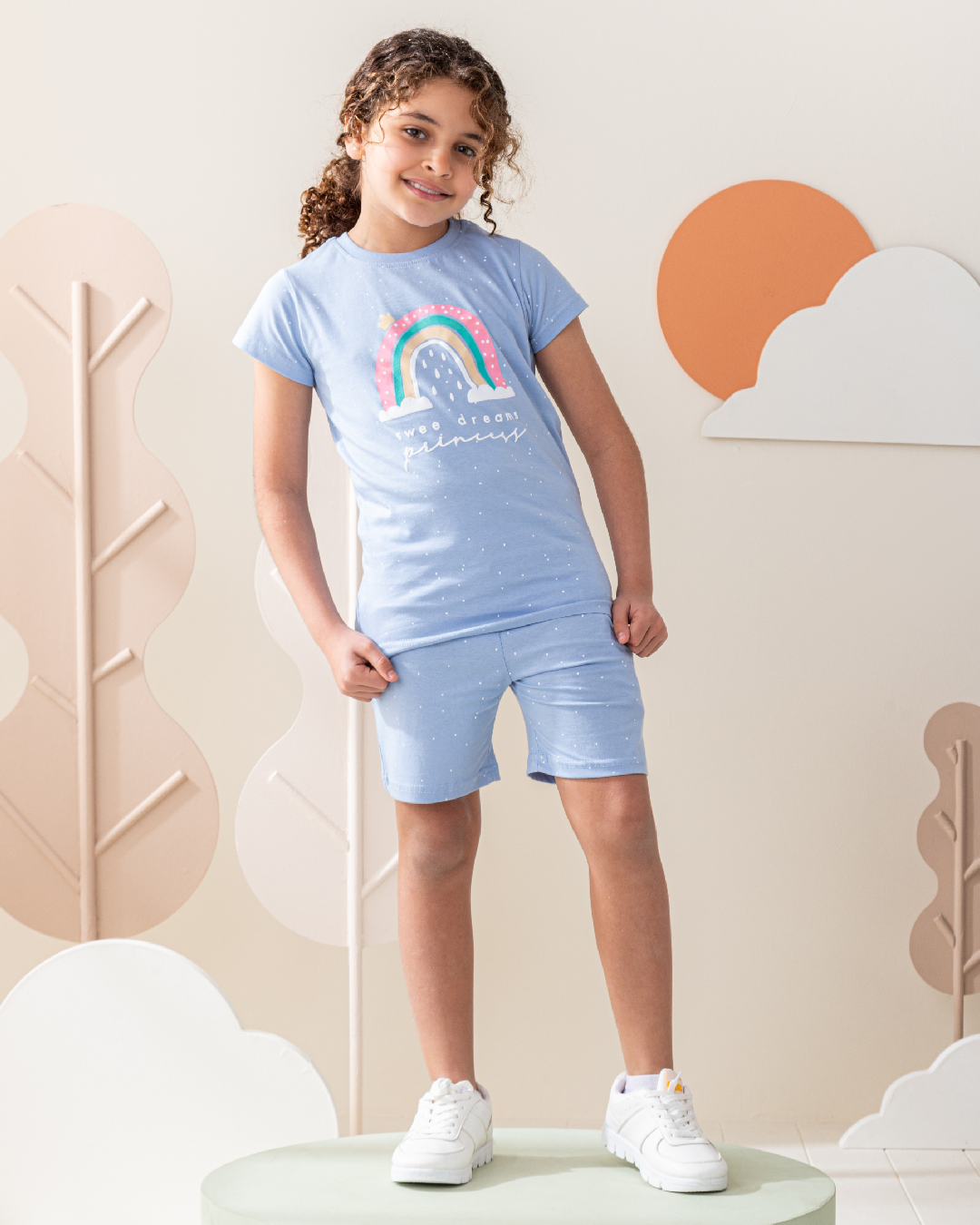 بيجاما بناتي شورت قطن قوس قزح