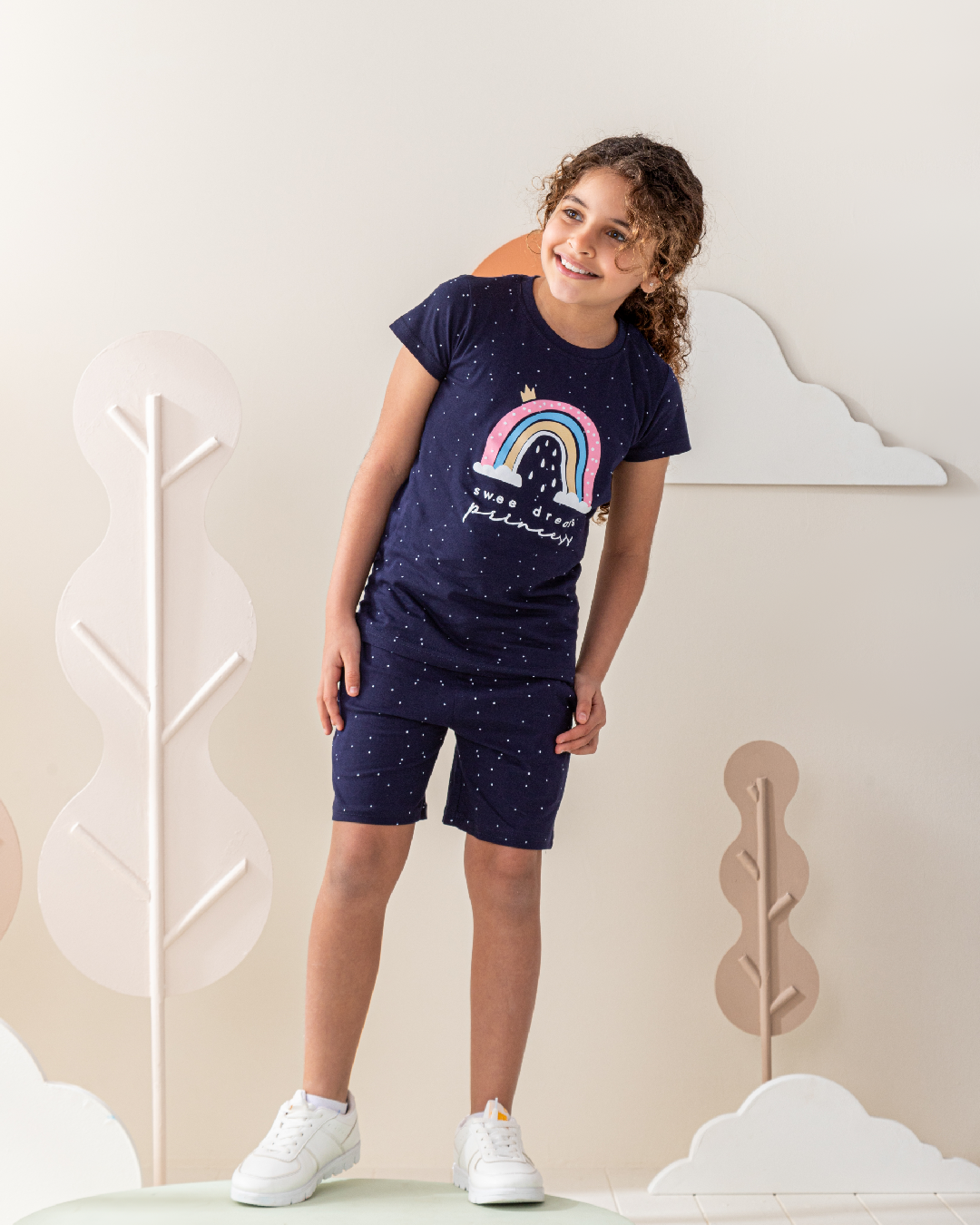 بيجاما بناتي شورت قطن قوس قزح