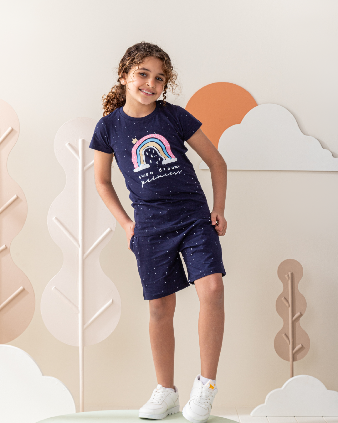 بيجاما بناتي شورت قطن قوس قزح