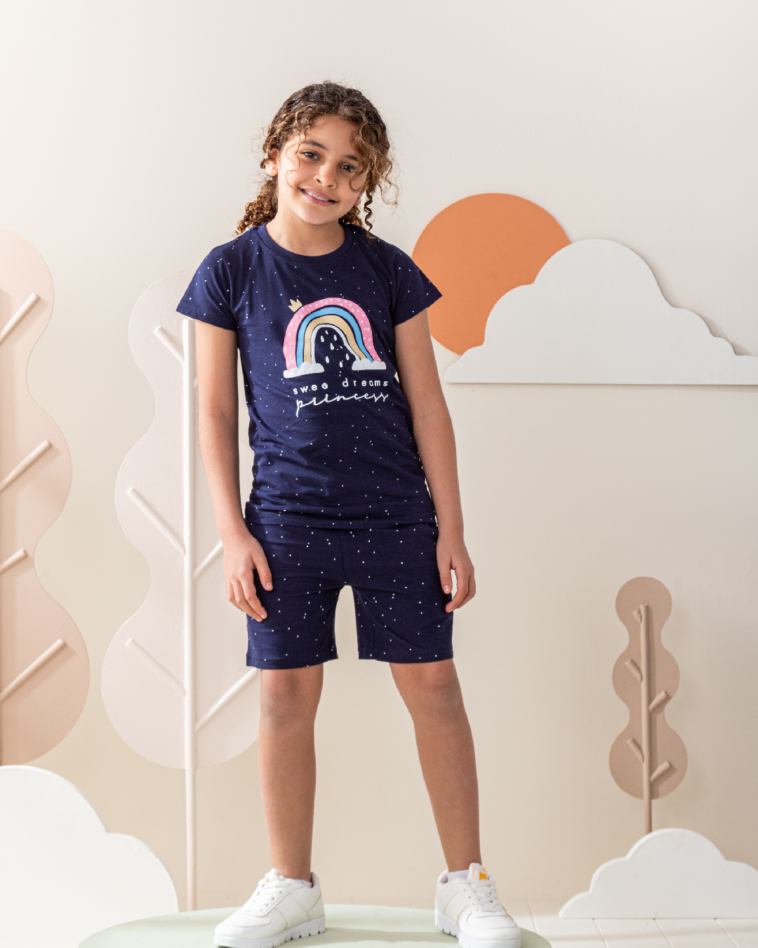 بيجاما بناتي شورت قطن قوس قزح