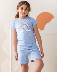 بيجاما بناتي شورت قطن قوس قزح