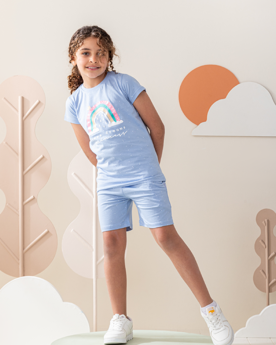 بيجاما بناتي شورت قطن قوس قزح