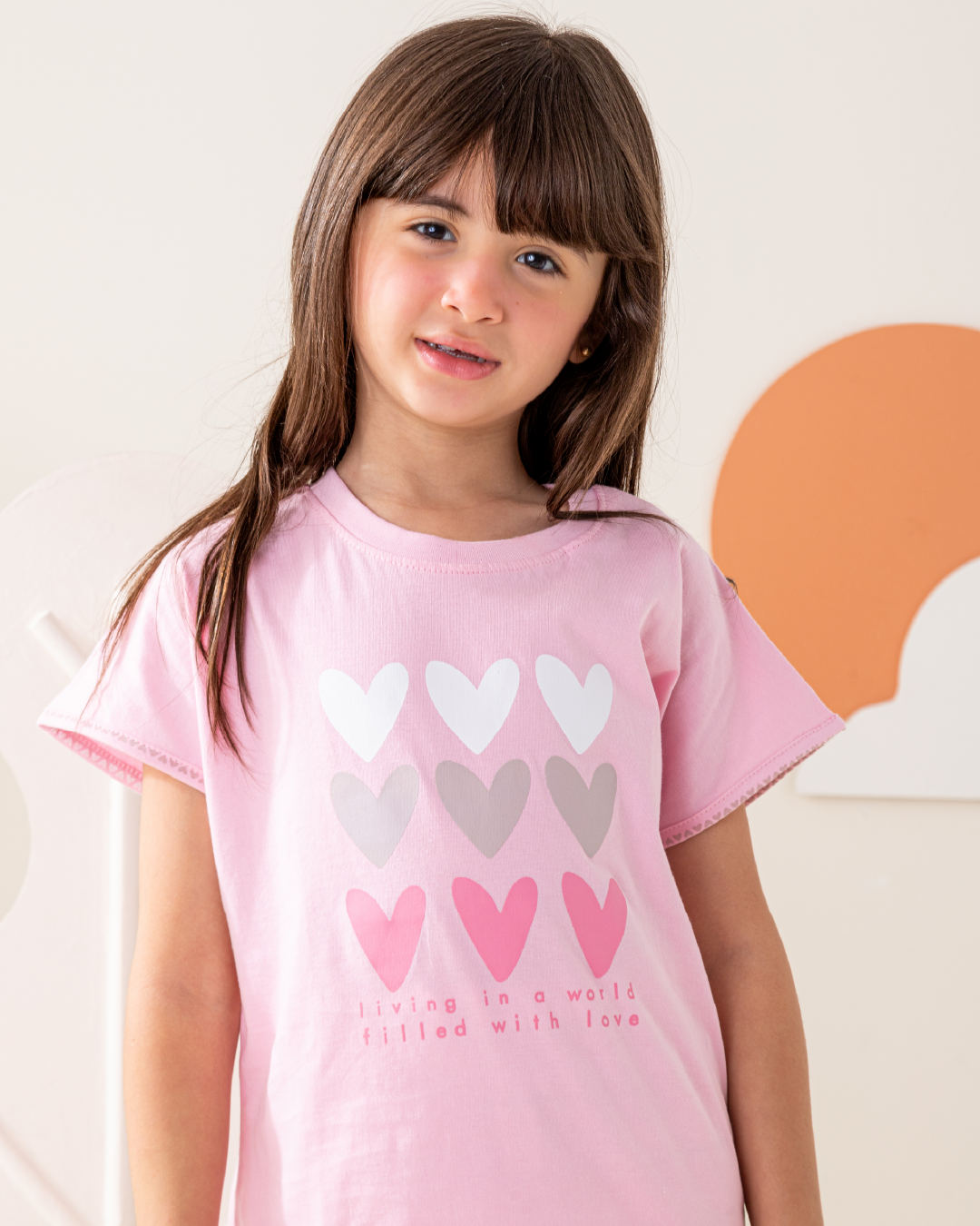 بيجاما شورت قطن و توب كم ساقط مع طباعه قلوب