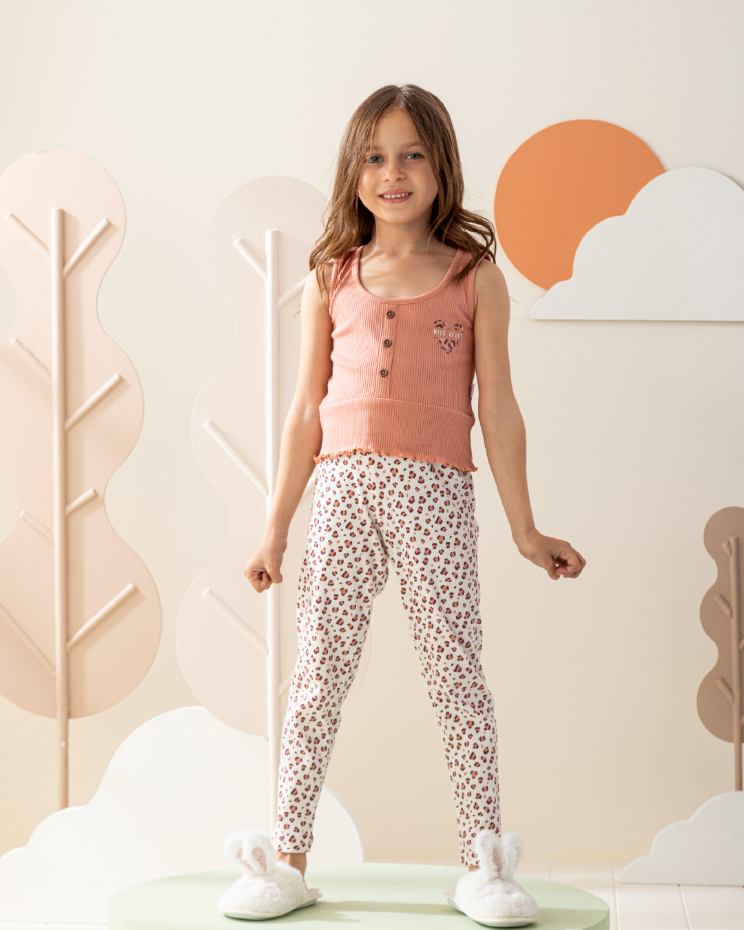 بيجاما انترلوك مضلع توب وليجنج طباعه نمر