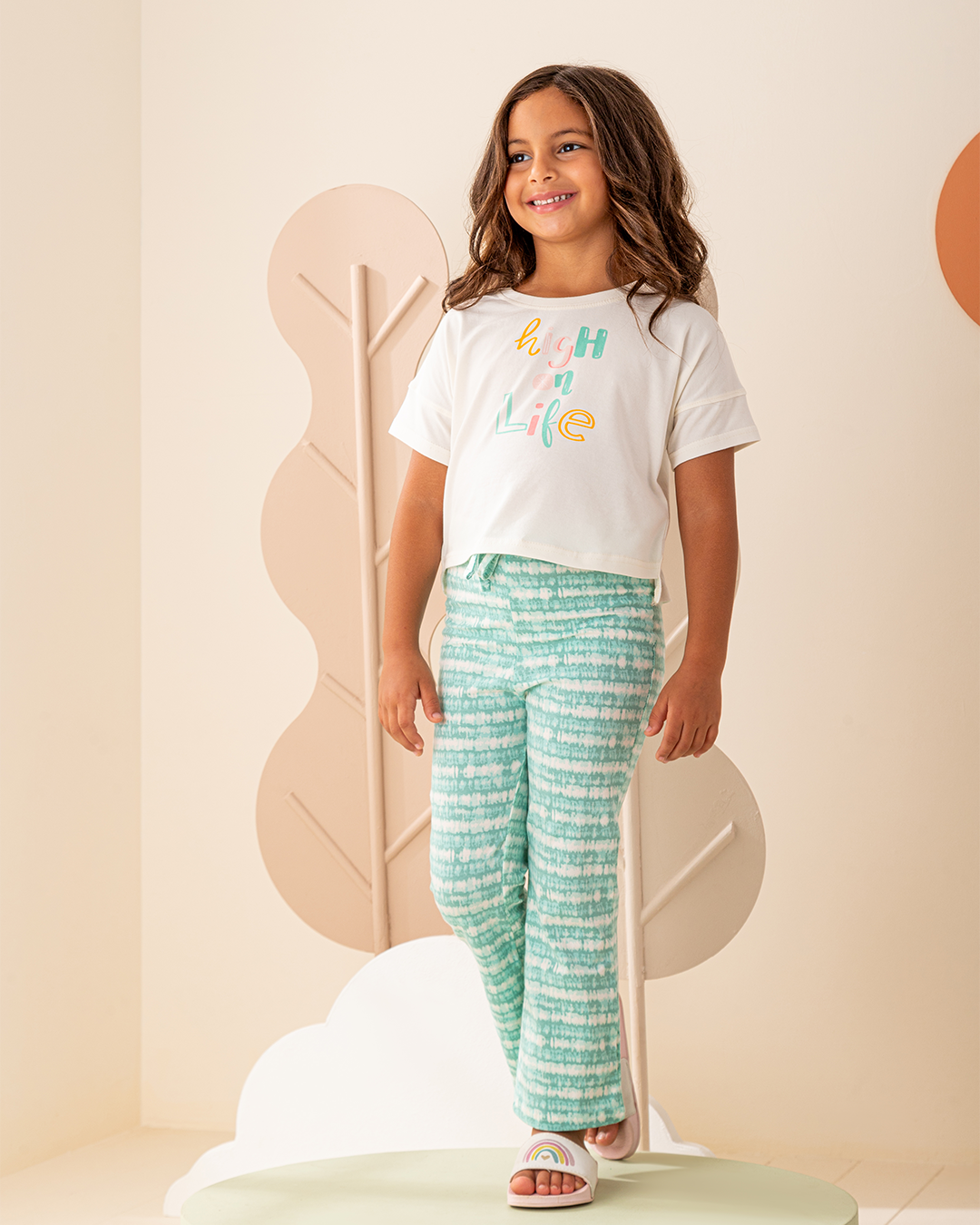 بيجاما بنطلون جيرسى و توب نص كم حب الحياه