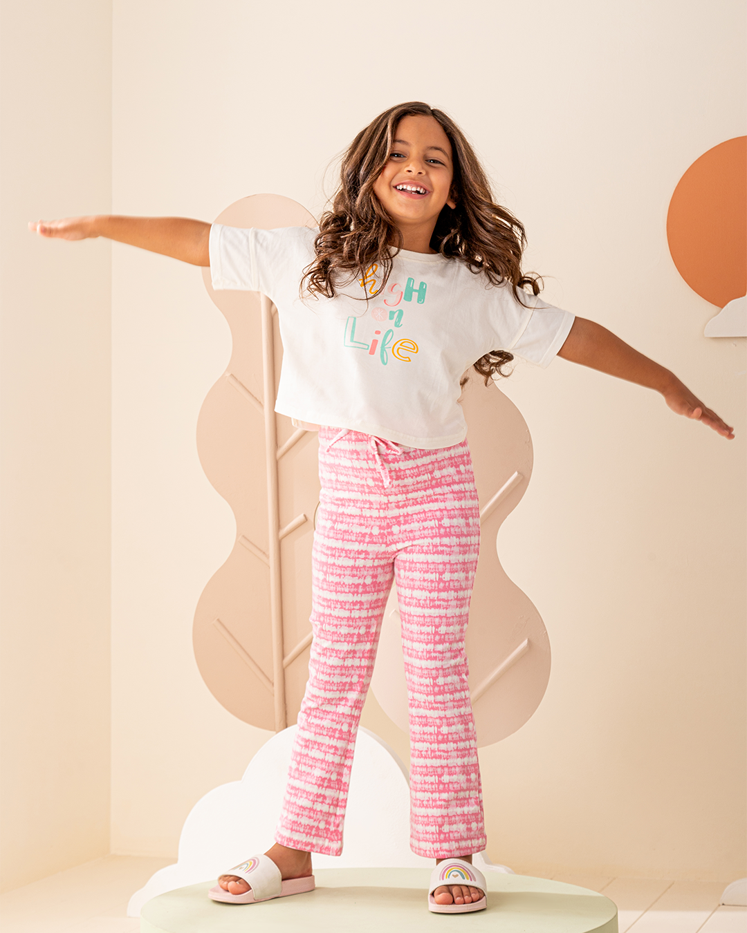 بيجاما بنطلون جيرسى و توب نص كم حب الحياه