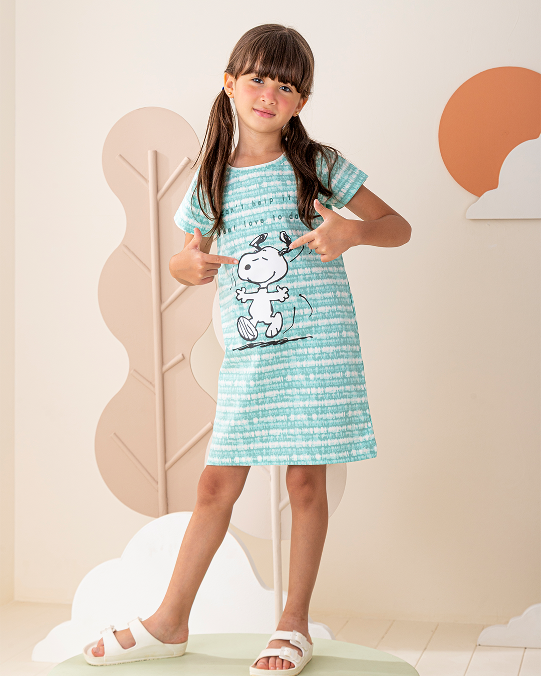 قميص نوم نص كم قطن ليكرا ابتسم