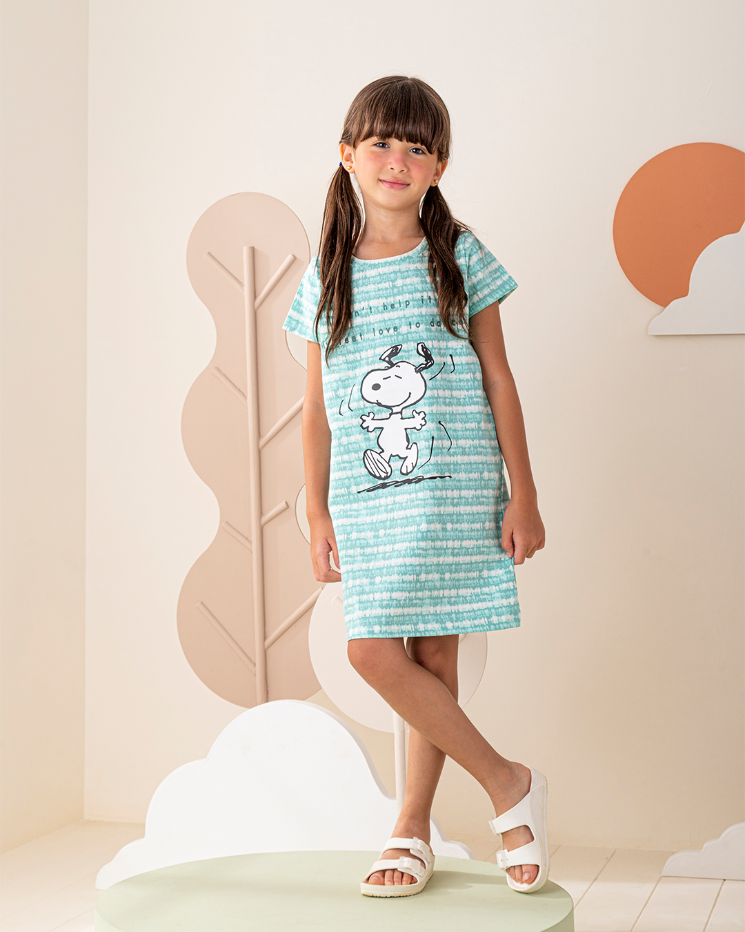 قميص نوم نص كم قطن ليكرا ابتسم