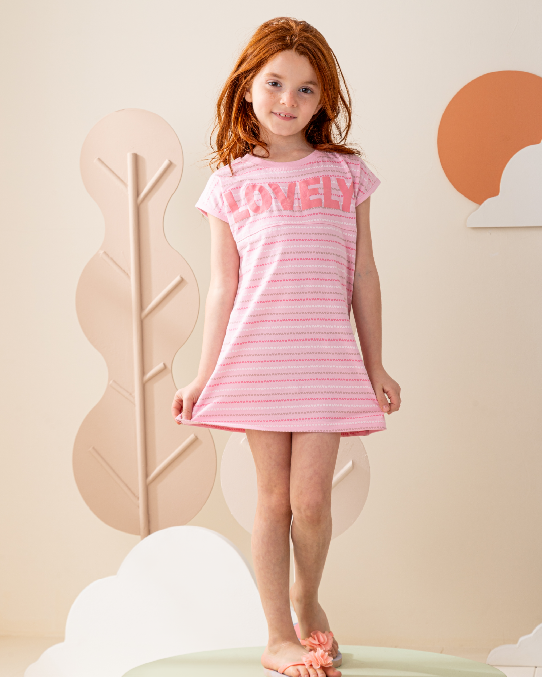 فستان كت قطن قلوب صغيره