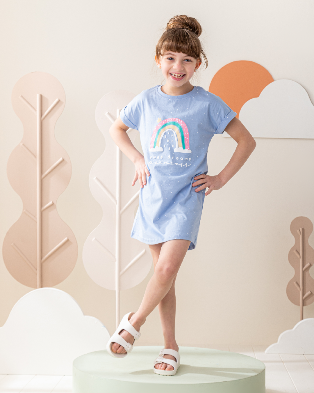 فستان رُبع كُم قوس قزح