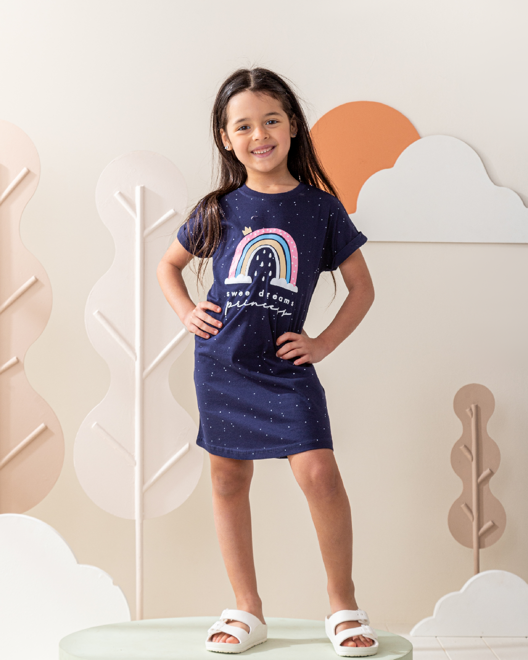 فستان رُبع كُم قوس قزح