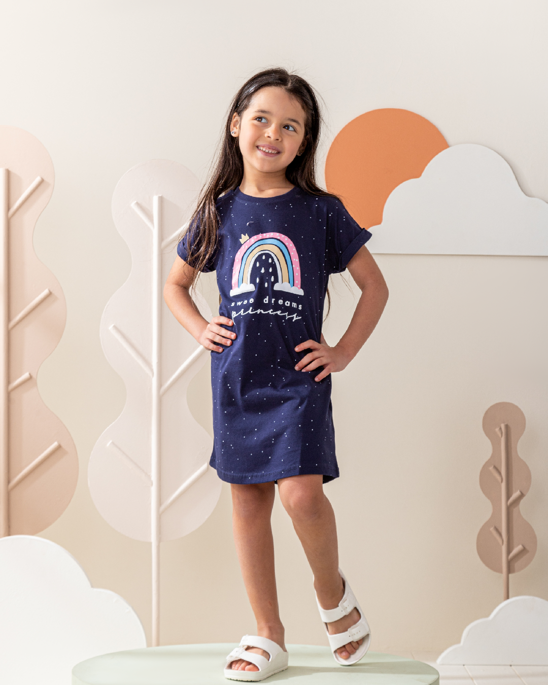 فستان رُبع كُم قوس قزح