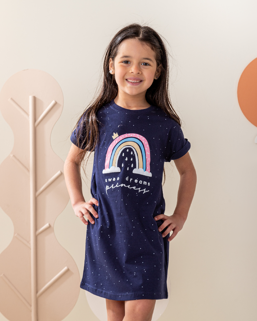 فستان رُبع كُم قوس قزح