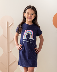 فستان رُبع كُم قوس قزح