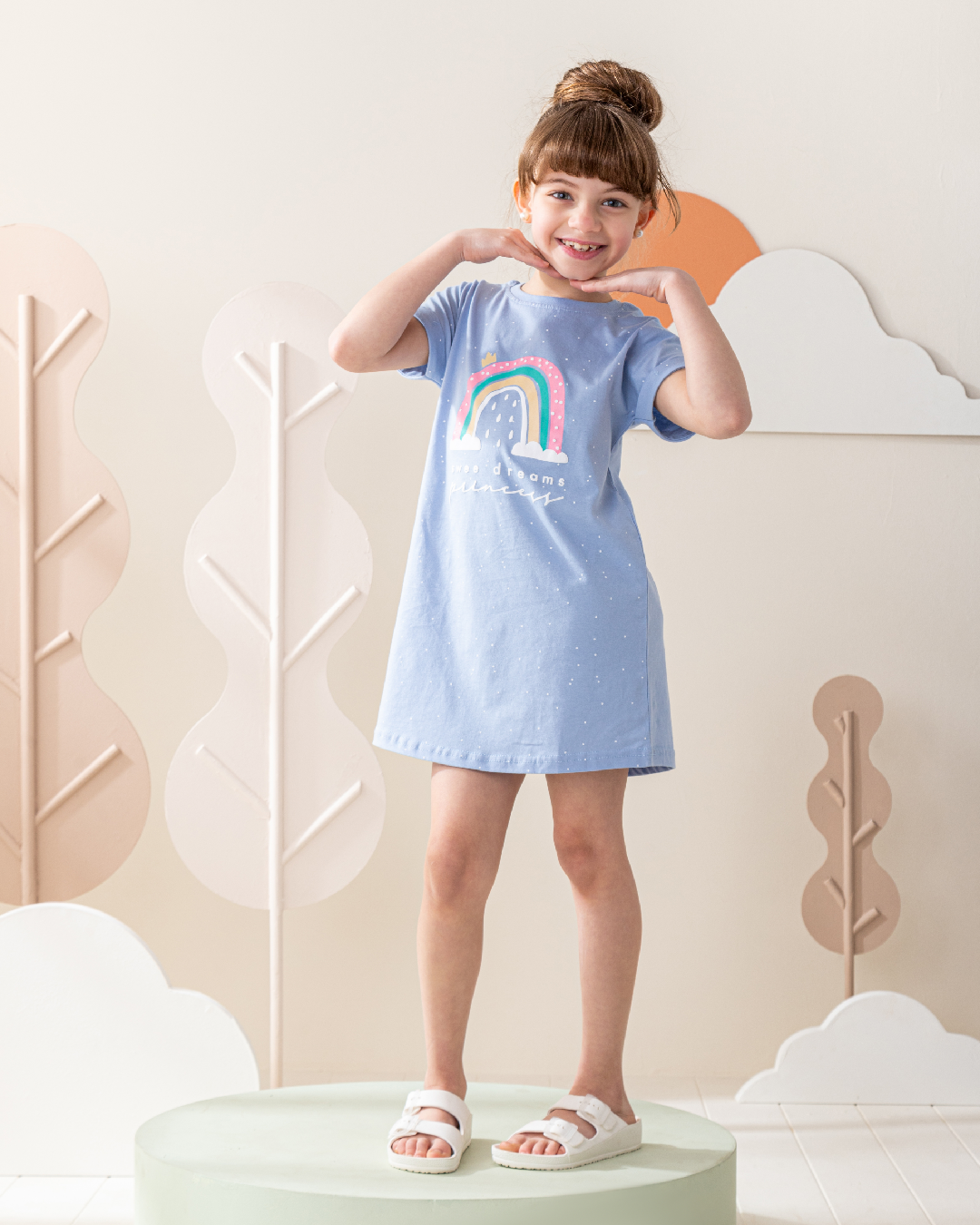 فستان رُبع كُم قوس قزح