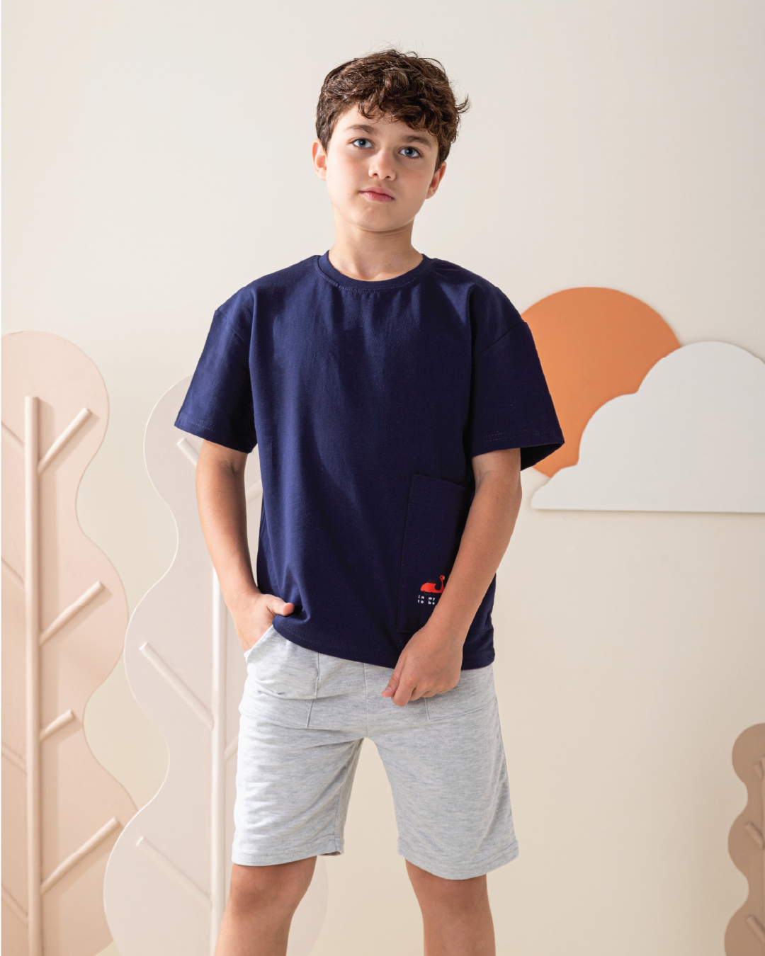 بيجاما شورت سمر ميلتون و توب نص كًم مع جيب كبير على الجنب