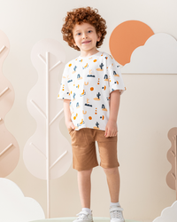 Abstract boy 'pajamas, half sleeves and shorts summer melton